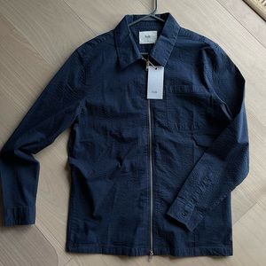 Folk Verge Seersucker Overshirt - Navy / Men’s XL